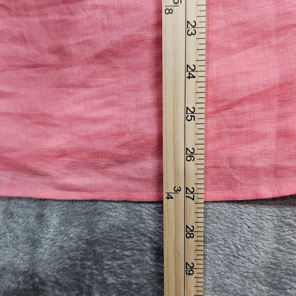 Talbots Shirt Womens Medium Pink Linen Chunky Beaded V Neck Beachy Tunic Top - Picture 7 of 7